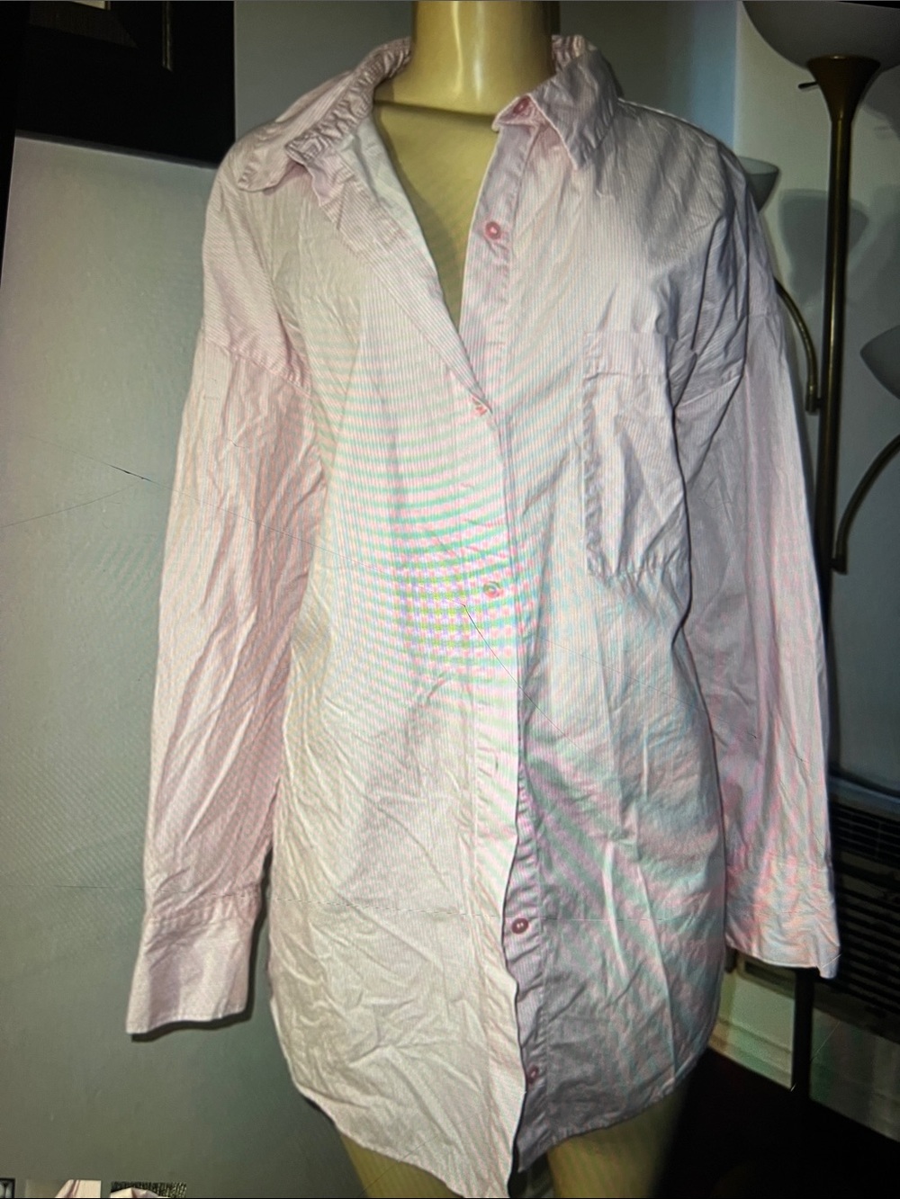 Light Pink Striped Button-Up Shirt
